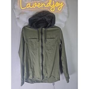 Tony Hawk Cotton Hooded Jacket Mens Medium Army Green Long Sleeve Full Zip